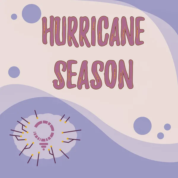 Inspiration showing sign Hurricane Season. Word for time when most tropical cyclones are expected to develop Light Bulb Drawing With Multiple Lines Beside Empty Write Space.