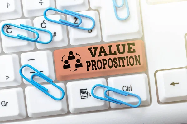Teken met Value Proposition. Business idee innovatie service bedoeld om het product aantrekkelijk te maken Upgrading en reparatie van oude website, Verbetering Software Codes — Stockfoto