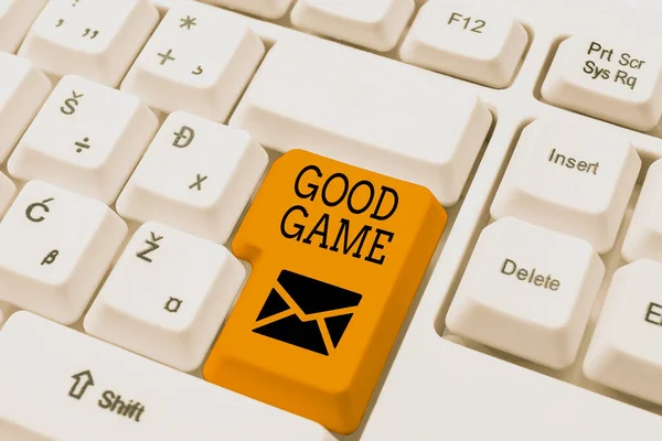 Inspiráció mutatja jele Good Game. Internet Concept kifejezés gyakran használják a multiplayer játék végén a mérkőzés Gépelés Főzési utasítások és Összetevők listák, így Online Food Blog — Stock Fotó