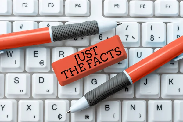 Text showing inspiration Just The Facts. Business concept to have the correct information about the exact details Connecting With Online Friends, Making Acquaintances On The Internet — Stock Photo, Image