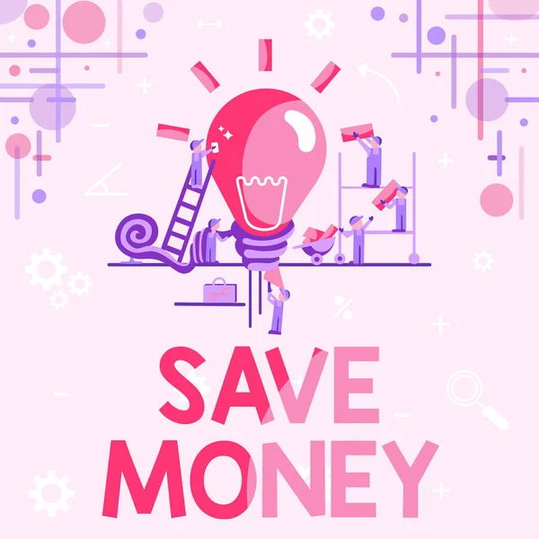 Szöveg megjelenítése Save Money. Üzleti kirakat tárolja néhány készpénz minden hónapban, hogy használja őket valamikor később Absztrakt közös munka a jobb eredmény érdekében, Group Effort Concept — Stock Fotó