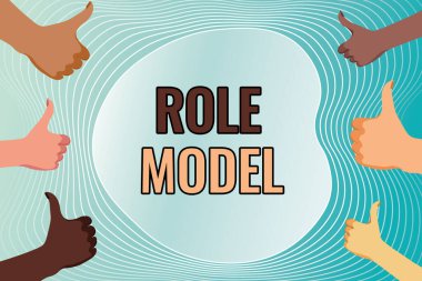 İlham, işaret rol modelini gösteriyor. Kişinin başkaları tarafından örnek alınması gereken kavramsal fotoğraf Çevrimiçi E- posta İletisi Oluşturma ve Gönderme, Veri İşleme Görevleri
