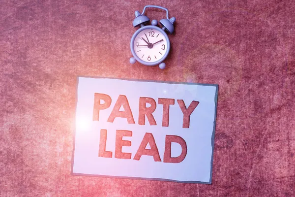 Konceptuální titulek Party Lead. Slovo pro působí jako oficiální zástupce jejich politické strany Time Managment Plány pro pokrok bystré inteligentní nápady v práci — Stock fotografie