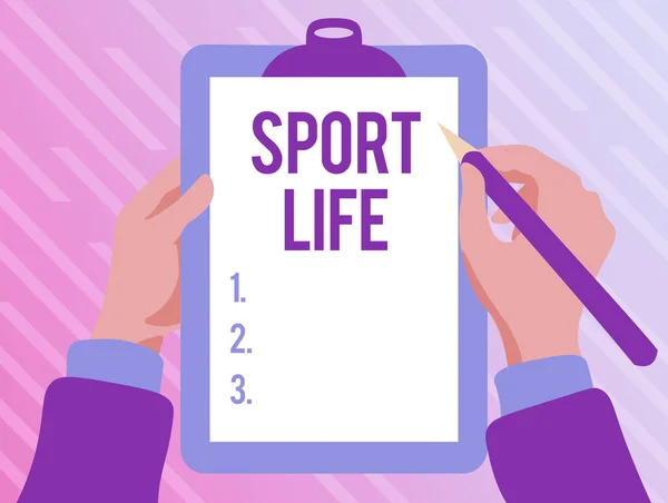 Концептуальний підпис Sport Life. Бізнес-ідея Фонд спорту або інших видів діяльності на відкритому повітрі Фізично активна гра набору клавіатури, створення та обробка цифрових документів — стокове фото