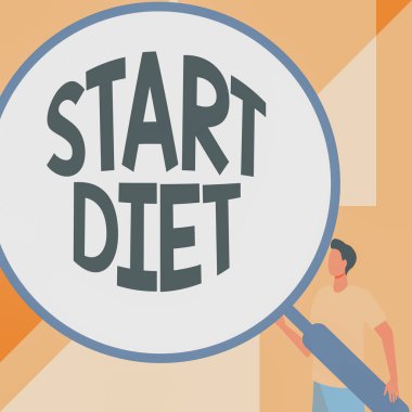 Başlangıç Diyetini sunan metin başlığı. Kavram demek, kendini kısıtlayan özel ders yemeği demektir. Centilmen Çizim Bekleyen Büyük Cam Büyüteç.