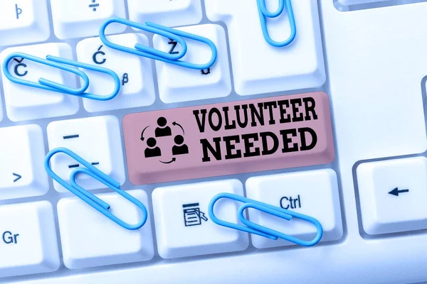 Text showing inspiration Volunteer Needed. Internet Concept asking person to work for organization without being paid Upgrading And Repairing Old Website, Enhancing Software Codes