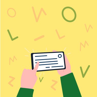 El ele tutuşmanın önemli bir kimlik kartının tasviri. Hafifçe işaret ediyor. Avuç İçi Çizim Defteri Hafifçe Dokunma Tüm Bilgiler.