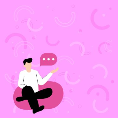 İş adamının Soft Chair 'de tek başına oturup yeni inanılmaz duyurudan bahsedişinin görüntüsü. Adam kendi konuşmasına göre çiziyor ve eski harika fikirleri paylaşıyor..