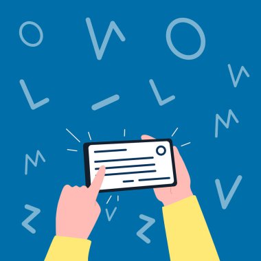 El ele tutuşmanın önemli bir kimlik kartının tasviri. Hafifçe işaret ediyor. Avuç İçi Çizim Defteri Hafifçe Dokunma Tüm Bilgiler.