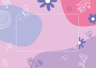 Metin çerçevesi çeşitli çiçek kalpleriyle ve yapraklarla çevrili. Farklı Papatyalar, Kalpler ve Ağaç Yaprakları ile Halkalı Yazma Çerçevesi