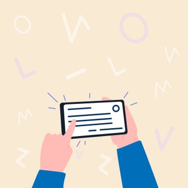 El ele tutuşmanın önemli bir kimlik kartının tasviri. Hafifçe işaret ediyor. Avuç İçi Çizim Defteri Hafifçe Dokunma Tüm Bilgiler.