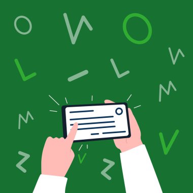 El ele tutuşmanın önemli bir kimlik kartının tasviri. Hafifçe işaret ediyor. Avuç İçi Çizim Defteri Hafifçe Dokunma Tüm Bilgiler.