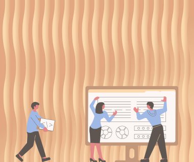 Meslektaşlar Tablo Yanı Çizimi Grafik Çizimi. Takım Arkadaşları Tasarım Standartları Çevreleme Masası Sunar Sanal Sunum.
