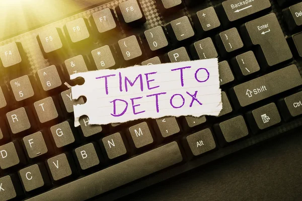 Texte inspirant Time To Detox. Photo conceptuelle lorsque vous purifiez votre corps de toxines ou que vous arrêtez de consommer de la drogue Envoyer de nouveaux messages en ligne, créer des romans visuels, taper des nouvelles — Photo