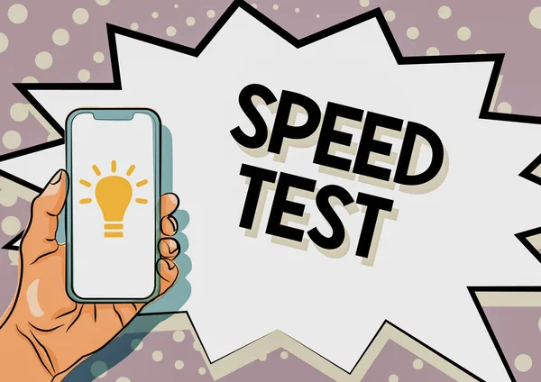 Pisanie wyświetlania tekstu Speed Test. Konceptualny test psychologiczny zdjęcia dla maksymalnej prędkości wykonywania zadania Wyświetlanie ważnych informacji, Prezentacja Annucements Smartphone — Zdjęcie stockowe
