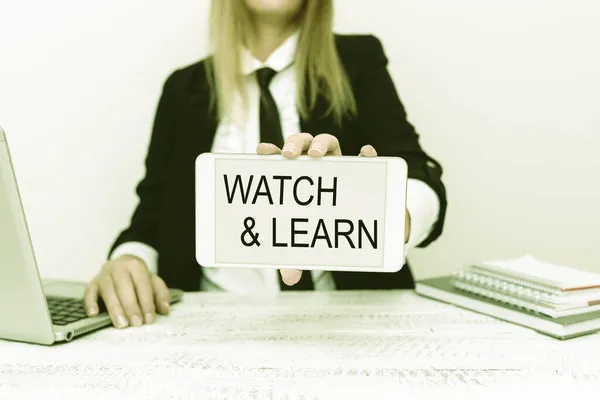 Text showing inspiration Watch And Learn. Business idea demonstrating an action or ideas of how to do things Instructor Teaching Different Skills, Teacher Explaining New Methods — Stock Photo, Image