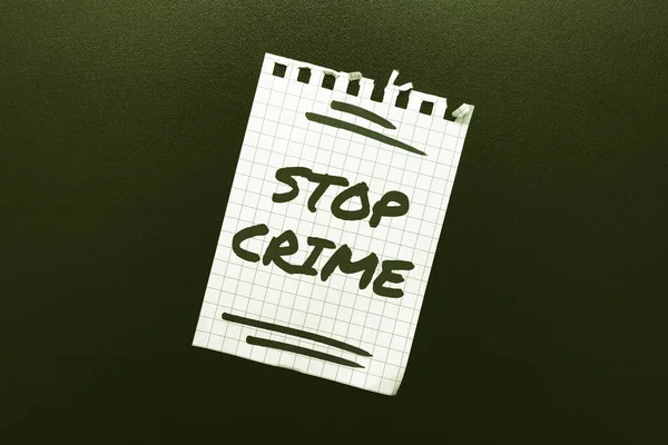 L'ispirazione mostra il segno Stop Crime. Business approccio lo sforzo o il tentativo di ridurre e scoraggiare la criminalità e criminali Pensare nuove idee luminose Rinnovare la creatività e l'ispirazione — Foto Stock