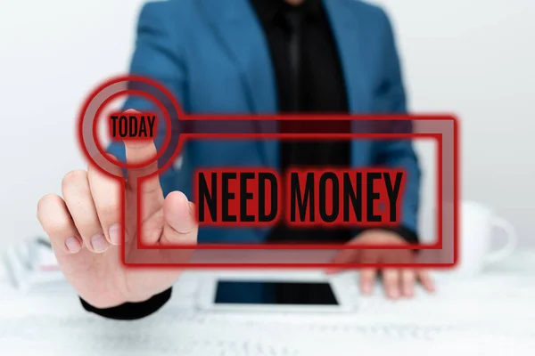 Writing displaying text Need Money. Business showcase require a financial assistance to sustain spending or endeavor Presenting Communication Technology Smartphone Voice And Video Calling — Stock Photo, Image