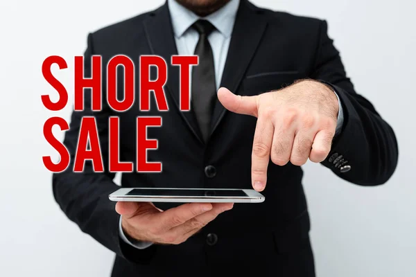 Conceptual caption Short Sale. Business overview Home that is offered at a price that is less than the amount owed Presenting New Technology Ideas Discussing Technological Improvement — Stock Photo, Image