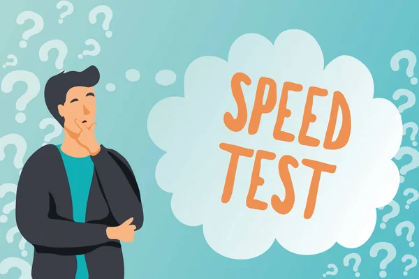 Znak tekstowy pokazujący Speed Test. Word Written on psychological test for the maximum speed of perform a task Rejestracja konta w mediach społecznościowych, pisanie na maszynie i logowanie do dziennika — Zdjęcie stockowe