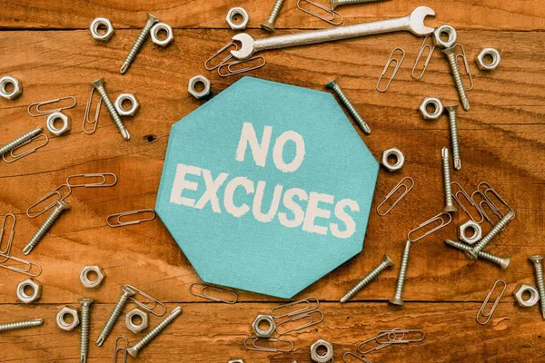 Inspiration showing sign No Excuses. Conceptual photo should not happen or expressing disapproval that it has happened New Ideas Brainstoming Maintenance Planning Creative Thinking Paper Clip — Stock Photo, Image