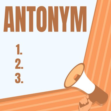 Kavramsal başlık Antonym. Kelimesi kelimesine. Anlamı başka bir kelime olan 