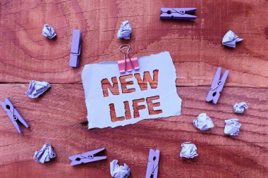 Yeni Hayat 'ı sunan metin başlığı. Hoş olmayan bir deneyimden sonra iyileşen internet kavramı Renkli Perpektifli Yaratıcı Düşünce ve İlham verici Fikirlere başlamak veya değiştirmek