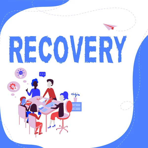 Writing displaying text Recovery. Business approach the return to normal state of health mind or strength soon Entering Office Worksheet Data, Listing Registered Online Members