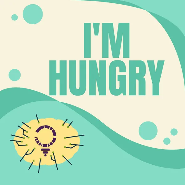 Inspiration showing sign I M Hungry. Business showcase having a strong wish or desire for something to put on stomach Light Bulb Drawing With Multiple Lines Beside Empty Write Space. — Stock Photo, Image