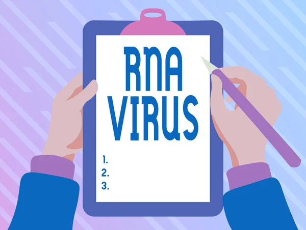 Tekst met inspiratie Rna Virus. Zakelijke benadering een virus genetische informatie wordt opgeslagen in de vorm van RNA Playing Keyboard Typing Game, Het creëren en verwerken van digitale documenten — Stockfoto