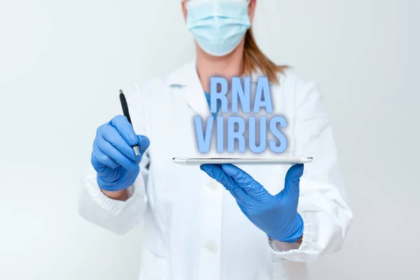 Inspiráció a Rna vírus jeleit mutatja. Üzleti áttekintés egy vírus genetikai információt tárolnak formájában RNS bemutatása orvosi technológia bemutatása új tudományos felfedezés — Stock Fotó