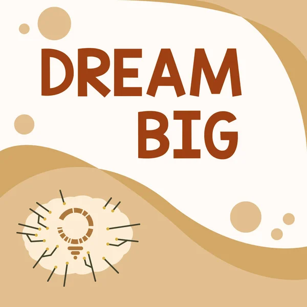 Text showing inspiration Dream Big. Business overview seeking purpose for your life and becoming fulfilled in process Light Bulb Drawing With Multiple Lines Beside Empty Write Space. — Stock Photo, Image