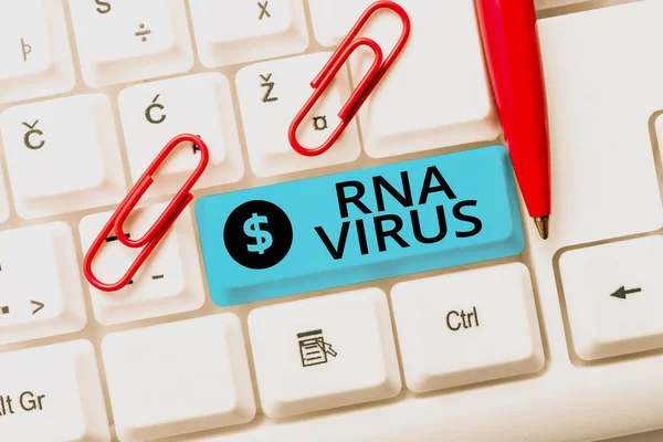 Inspiráció a Rna vírus jeleit mutatja. Szó a vírus genetikai információ tárolása formájában RNA Absztrakt küldése Több üzenet Online, Gépelés csoport Lessons — Stock Fotó
