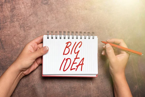 Konceptuell bildtext Big Idea. Affärsstrategi Att ha stor kreativ innovation lösning eller sätt att tänka Nytt kontrakt Undertecknande Home Insurance Plans Loan Instalation Deals — Stockfoto