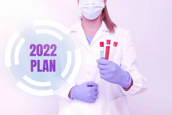 Υπογραφή εμφάνισης 2022 Σχέδιο. Επιχειρηματική βιτρίνα Προκαλώντας τους Στόχους Ιδεών για το Νέο Έτος Κίνητρο για να ξεκινήσετε τη δοκιμή της Ιατρικής και του Εμβολίου για Λοιμώξεις του ιού Εργαστηριακές Δοκιμές — Φωτογραφία Αρχείου