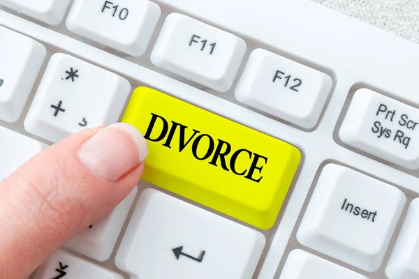 Boşanmayı gösteren metin başlığı. Kavram, evliliğin yasal olarak sona ermesi Ayrılık Anlaşmazlığı Yazma Dersi Rehberi, Yeni Çevrimiçi Kılavuzlar Yeniden Yazılıyor — Stok fotoğraf