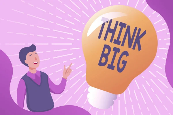 Señal que muestra Think Big. Enfoque empresarial Para planificar algo de alto valor para uno mismo o para la preparación Recopilación de documentos educativos en línea, Rellenar preguntas de la encuesta —  Fotos de Stock