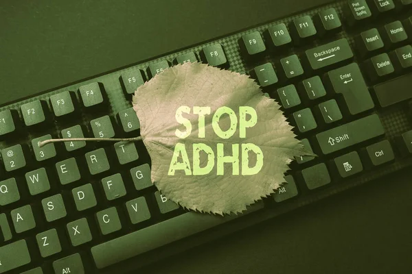 Conceptueel bijschrift Stop Adhd. Word Written on Put at end the mental health disorder of children Hyperactive Typing Hospital Records And Reports, Creating New Ebook Reading Program — Stockfoto