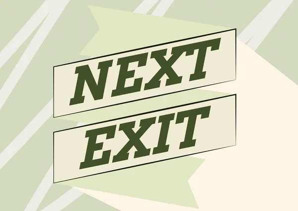 Legenda do texto apresentando Next Exit. Internet Concept a seguinte saída ou ato de sair em um lugar ou rodovia Folded Paper Sash Drawing In Zigzag Pattern. — Fotografia de Stock