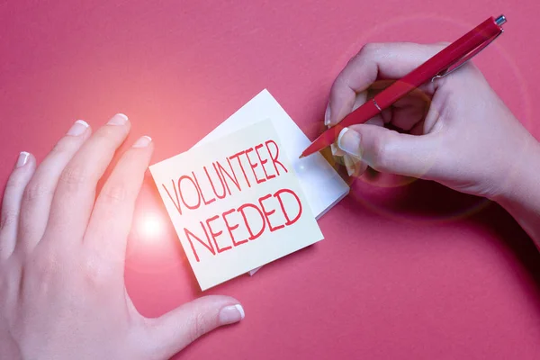 Conceptual display Volunteer Needed. Business idea asking person to work for organization without being paid Drawing Creative Designs Taking Important Notes Planning New Ideas