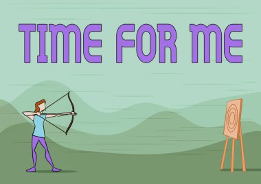 El yazısı benim için zaman. İşletme yaklaşım uygulaması, kişinin sağlığını korumak ya da iyileştirmek. Kendi sağlığı için Lady Archer Illustration Holding Bow Hedef Hedefliyor.