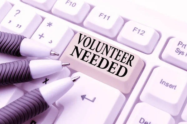 Text showing inspiration Volunteer Needed. Business approach asking person to work for organization without being paid Buying And Selling Goods Online, Listing Products Through Internet — Stock Photo, Image