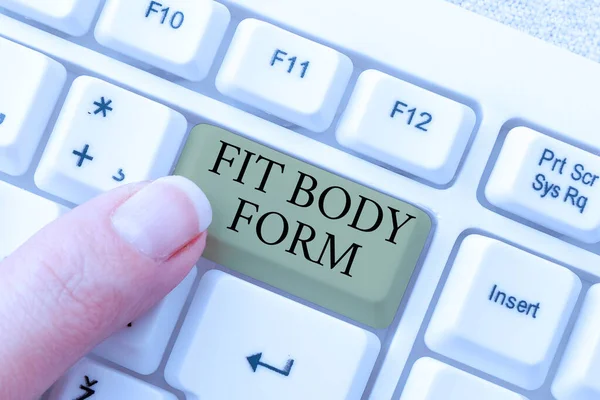 Inspiration som visar tecken Fit Body Form. Business showcase hänvisar till en kropp som perfekt anpassa form och kontur Typist Skapa Företags Dokument, Abstrakta hastighet skriva idéer — Stockfoto