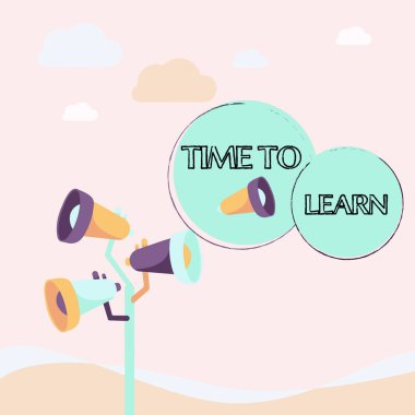 Öğrenme Zamanı sunan metin başlığı. Açık Alan 'a Açıklama Yapan Polonyalı Megafonlar' ın bilgi edinme ya da fikirleri anlama ihtiyacını kabul edin.