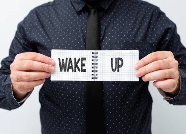 El yazısı: Uyan. Yeni Planlar ve Planlama Sürecini Gösteren Fikirler Sunarak Uyanan veya Uyanan Bir Kişi için Sözcük