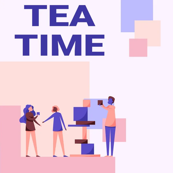 Tea Time 의줄임 말이다. 사업 상으로 는 오후에 어떤 사람들이 작은 식사를 하는 시간을 생각 한다.. — 스톡 사진