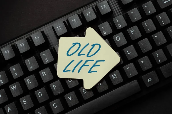 Text sign showing Old Life. Word for the way I was in the past before some important change happened Retyping Old Worksheet Data, Abstract Typing Online Reservation Lists — Stock Photo, Image