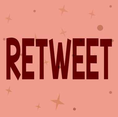 Retweet sunan metin başlığı. Twitter 'da veya iletideki kavramsal fotoğraf farklı şekiller ve renkler içeren başka bir kullanıcı satırından gönderilmiş bir iletidir.