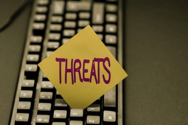 Tehditleri gösteren mesaj işareti. Film İnceleme Makalesi 'ni yazan, Taze Gıda Blog Makalesi yazan birine acı çektirme niyeti hakkında kavramsal fotoğraf beyanı