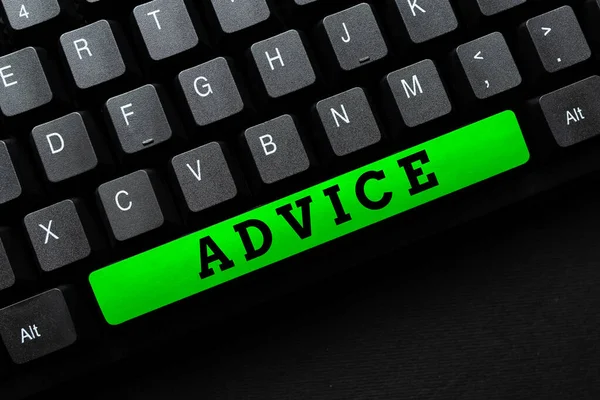 Legenda do texto apresentando Advice. Orientação de ideias de negócio ou recomendações oferecidas em relação a ações prudentes Criação de Serviços de Programação de Computadores, Digitação de Novos Dados da Ficha Técnica — Fotografia de Stock